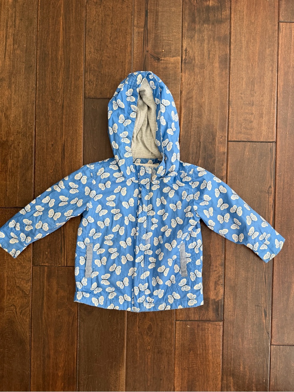 Hooded Butterfly-Print Raincoat for Kids - Blue